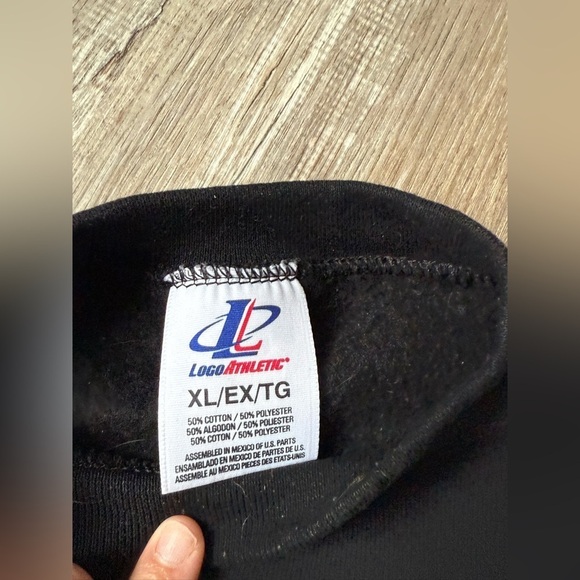 VTG Logo Athletic Philadelphia Eagles Sweatshirt Crewneck Pullover Black L XL - Picture 6 of 9